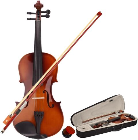 4/4 Full Size Violin, Natural Solid Wood Satin Acoustic Violin Starter Kit with Case, Bow, Rosin for Beginner Student in Saudi Arabia
