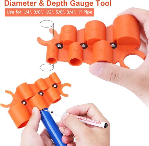 1/4'' - 1'' Depth Gauge and Pipe Deburring Tool, 1/8'' to 1-5/8'' Inner Outer Reamer Pipe Tubing Chamfer Tool,Removal Tools Set for Sharkbite Fittings,for PVC PPR Brass CPVC PE-RT Aluminum in Kuwait