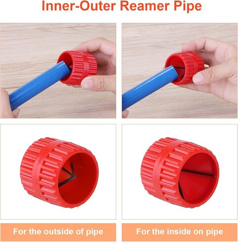 1/4'' - 1'' Depth Gauge and Pipe Deburring Tool, 1/8'' to 1-5/8'' Inner Outer Reamer Pipe Tubing Chamfer Tool,Removal Tools Set for Sharkbite Fittings,for PVC PPR Brass CPVC PE-RT Aluminum in Kuwait