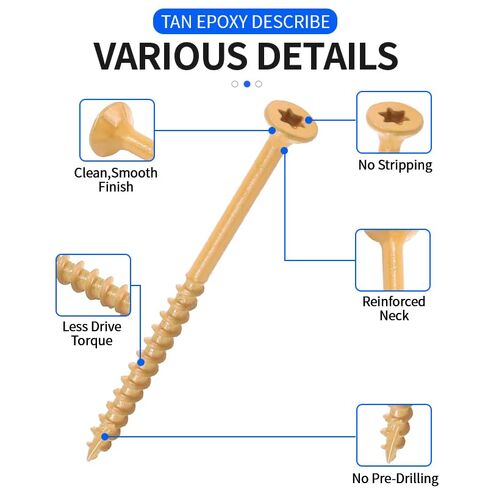 مجموعة متنوعة من مسامير الخشب من YIRAN، 150 قطعة، 3 مقاسات (3، 3-1/2، 4)، متضمنة لقمة نجمة T25، مطلية باللون البني الفاتح in Kuwait