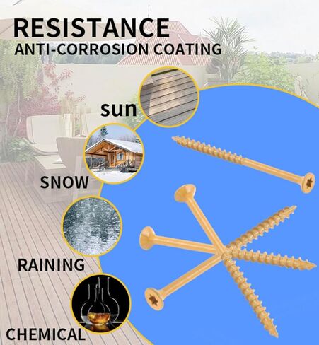 مجموعة متنوعة من مسامير الخشب من YIRAN، 150 قطعة، 3 مقاسات (3، 3-1/2، 4)، متضمنة لقمة نجمة T25، مطلية باللون البني الفاتح in Kuwait