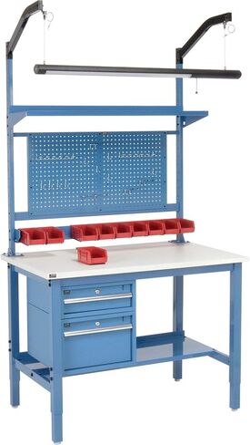 Global Industrial 48" W x 36" D Workbench, 1-1/4" Thick ESD Laminate Square Edge Complete Bench, Blue in Saudi Arabia
