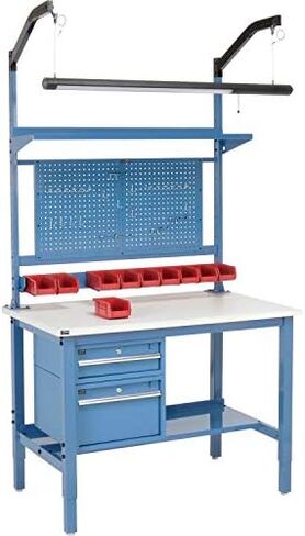 Global Industrial 48" W x 36" D Workbench, 1-1/4" Thick ESD Laminate Square Edge Complete Bench, Blue in Saudi Arabia