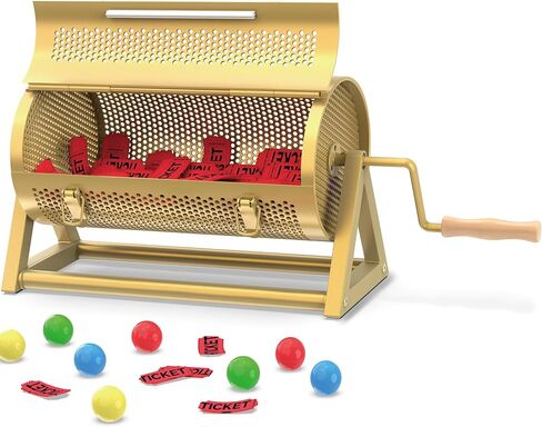 Metal Raffle Drum, Heavy Duty Raffle Ticket Spinner, Silent Design Raffle Ticket Drum with Large Wooden Handle, Raffle Box Holds 3000+ Tickes & 150 Balls for Lottery Games, Bingo, Raffle Balls in Kuwait