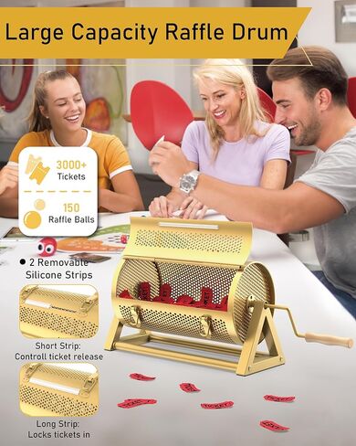 Metal Raffle Drum, Heavy Duty Raffle Ticket Spinner, Silent Design Raffle Ticket Drum with Large Wooden Handle, Raffle Box Holds 3000+ Tickes & 150 Balls for Lottery Games, Bingo, Raffle Balls in Kuwait