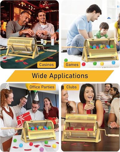 Metal Raffle Drum, Heavy Duty Raffle Ticket Spinner, Silent Design Raffle Ticket Drum with Large Wooden Handle, Raffle Box Holds 3000+ Tickes & 150 Balls for Lottery Games, Bingo, Raffle Balls in Kuwait