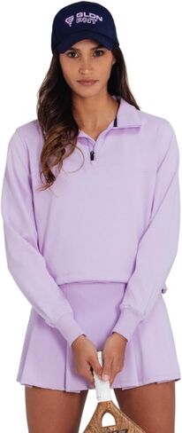 Women’s Track Sweatshirt, Cropped Quarter-Zip Mock Neck Jacket with Adjustable Hem & Rubber Logo for Padel,Pickleball &Tennis in Saudi Arabia