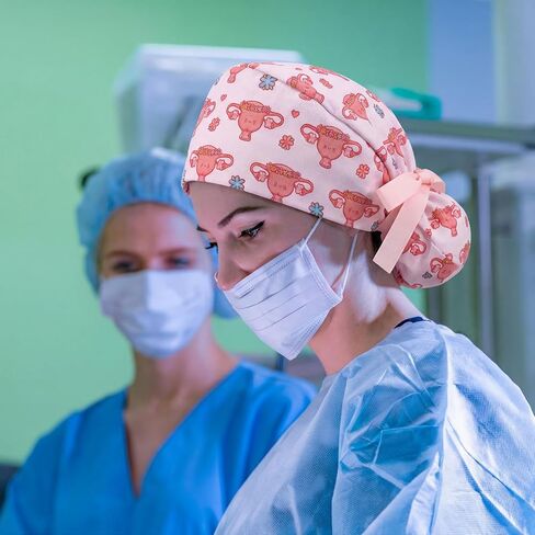 Shinymoon 6 Pcs Labor and Delivery Scrub Caps for Women, Uterus Working Cap with Sweatband, Adjustable Tie Back Ponytail Hat for Midwife, Obstetrics & Nursing Professionals in Saudi Arabia