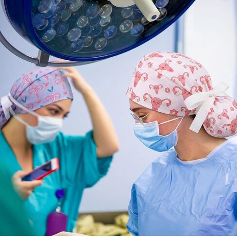 Shinymoon 6 Pcs Labor and Delivery Scrub Caps for Women, Uterus Working Cap with Sweatband, Adjustable Tie Back Ponytail Hat for Midwife, Obstetrics & Nursing Professionals in Saudi Arabia