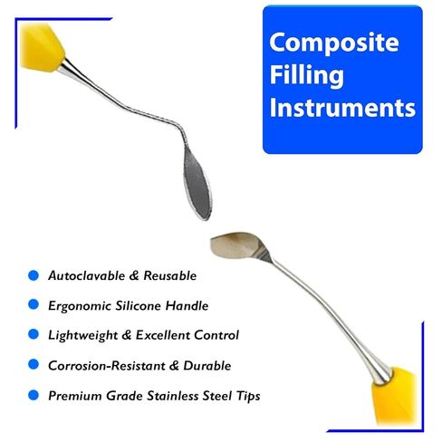 Solo Anterior Composite Instrument with Yellow Silicone Handle Stainless Steel Dental Restorative Filling Sculpting Tool for Professional Training Use in Saudi Arabia