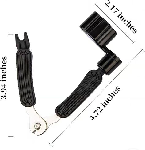 3-in-1 Guitar String Winder Cutter and Bridge Pin Puller, Guitar Repair Tool for Acoustic, Classical, Electric Guitars and Ukulele (Black) in Kuwait