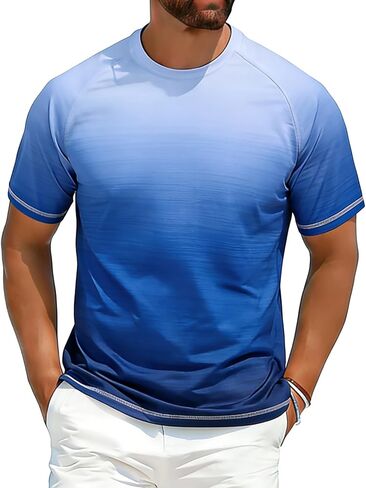 قمصان السباحة الرجالية من ELETOP بعامل حماية من الأشعة فوق البنفسجية 50+، قمصان قصيرة الأكمام للحماية من الطفح الجلدي لصيد الأسماك على الشاطئ in Kuwait