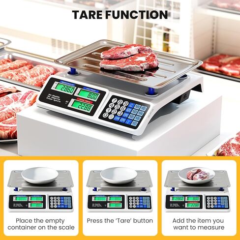 مقياس حساب الأسعار Giantex 66 رطل/30 كجم، ميزان طعام تجاري قابل لإعادة الشحن مع شاشة LCD مزدوجة، منصة من الفولاذ المقاوم للصدأ، وزن الطعام من الدرجة التجارية لمتاجر اللحوم، سوق المزارعين، ديلي in Saudi Arabia