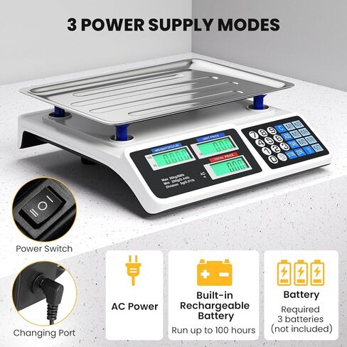 مقياس حساب الأسعار Giantex 66 رطل/30 كجم، ميزان طعام تجاري قابل لإعادة الشحن مع شاشة LCD مزدوجة، منصة من الفولاذ المقاوم للصدأ، وزن الطعام من الدرجة التجارية لمتاجر اللحوم، سوق المزارعين، ديلي in Saudi Arabia