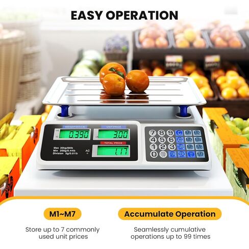 مقياس حساب الأسعار Giantex 66 رطل/30 كجم، ميزان طعام تجاري قابل لإعادة الشحن مع شاشة LCD مزدوجة، منصة من الفولاذ المقاوم للصدأ، وزن الطعام من الدرجة التجارية لمتاجر اللحوم، سوق المزارعين، ديلي in Saudi Arabia