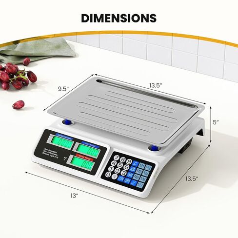 مقياس حساب الأسعار Giantex 66 رطل/30 كجم، ميزان طعام تجاري قابل لإعادة الشحن مع شاشة LCD مزدوجة، منصة من الفولاذ المقاوم للصدأ، وزن الطعام من الدرجة التجارية لمتاجر اللحوم، سوق المزارعين، ديلي in Saudi Arabia