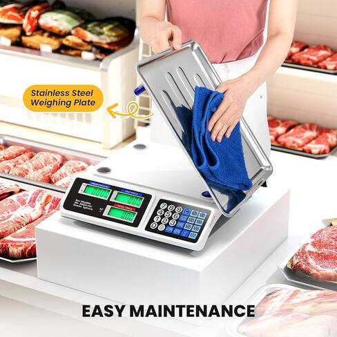 مقياس حساب الأسعار Giantex 66 رطل/30 كجم، ميزان طعام تجاري قابل لإعادة الشحن مع شاشة LCD مزدوجة، منصة من الفولاذ المقاوم للصدأ، وزن الطعام من الدرجة التجارية لمتاجر اللحوم، سوق المزارعين، ديلي in Saudi Arabia