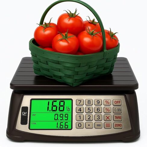 Price Computing Scale, Commercial Food Scale, Counting Function,66lb/30kg,1g, Rechargeable, Waterproof Design, Stainless Steel Keys,Large LCD for Produce, Farmers Market, Grocery, Deli, Meat, Retail in Saudi Arabia
