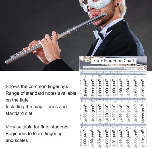 Flute Accessories, Flute Chord Chart, 28×21cm Flutes Book, for Flutes Students Who are Beginners to Learn Fingering and Scales in Saudi Arabia