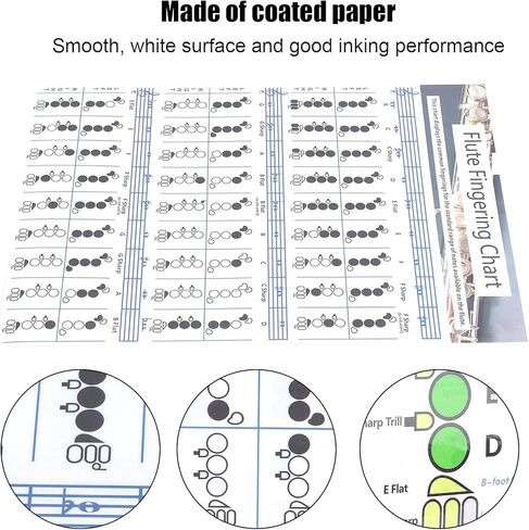 Flute Accessories, Flute Chord Chart, 28×21cm Flutes Book, for Flutes Students Who are Beginners to Learn Fingering and Scales in Saudi Arabia
