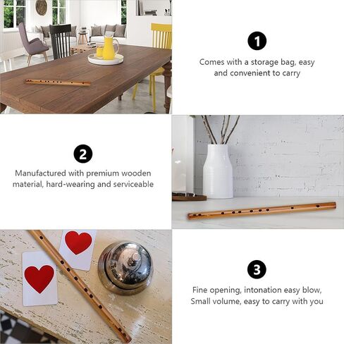 EXCEART Wood Piccolo Flute - فلوت خشبي بيكولو خشبي آلة موسيقية عيد ميلاد موسيقية صينية تقليدية للمبتدئين (مفتاح G) in Saudi Arabia