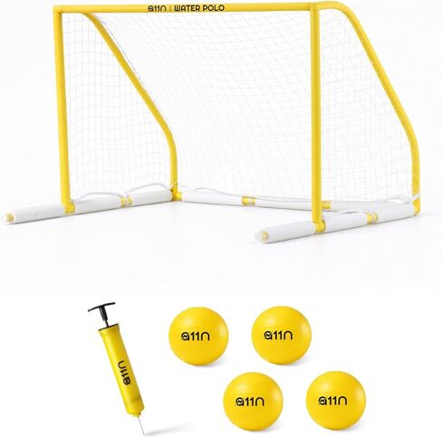 A11N Sports Floating Water Polo Goal Set – Large 4.7ft x 3.1ft Pool Net with 4 Balls – Fun Summer Backyard & Pool Game for Teens & Adults - Yellow in Kuwait