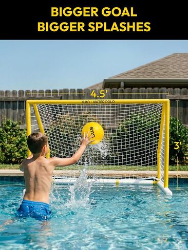 A11N Sports Floating Water Polo Goal Set – Large 4.7ft x 3.1ft Pool Net with 4 Balls – Fun Summer Backyard & Pool Game for Teens & Adults - Yellow in Kuwait