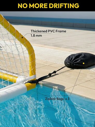 A11N Sports Floating Water Polo Goal Set – Large 4.7ft x 3.1ft Pool Net with 4 Balls – Fun Summer Backyard & Pool Game for Teens & Adults - Yellow in Kuwait