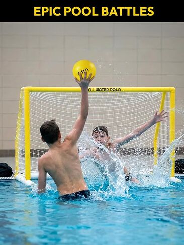 A11N Sports Floating Water Polo Goal Set – Large 4.7ft x 3.1ft Pool Net with 4 Balls – Fun Summer Backyard & Pool Game for Teens & Adults - Yellow in Kuwait