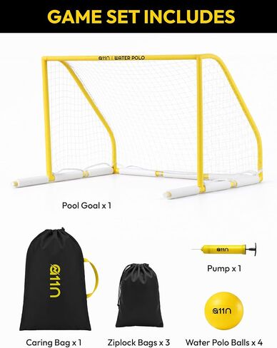 A11N Sports Floating Water Polo Goal Set – Large 4.7ft x 3.1ft Pool Net with 4 Balls – Fun Summer Backyard & Pool Game for Teens & Adults - Yellow in Kuwait