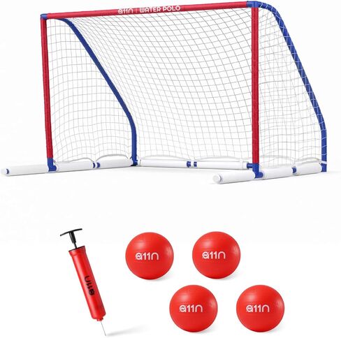 A11N Sports Floating Water Polo Goal Set – Large 4.7ft x 3.1ft Pool Net with 4 Balls – Fun Summer Backyard & Pool Game - Blue & Red in Kuwait