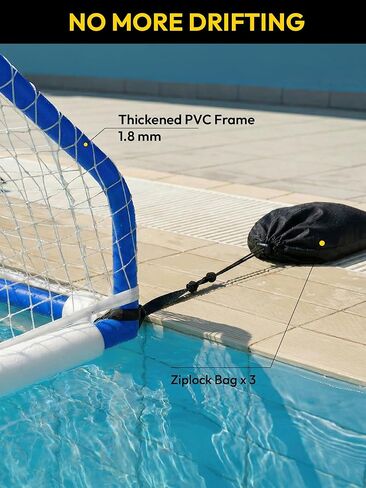 A11N Sports Floating Water Polo Goal Set – Large 4.7ft x 3.1ft Pool Net with 4 Balls – Fun Summer Backyard & Pool Game - Blue & Red in Kuwait