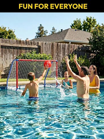 A11N Sports Floating Water Polo Goal Set – Large 4.7ft x 3.1ft Pool Net with 4 Balls – Fun Summer Backyard & Pool Game - Blue & Red in Kuwait