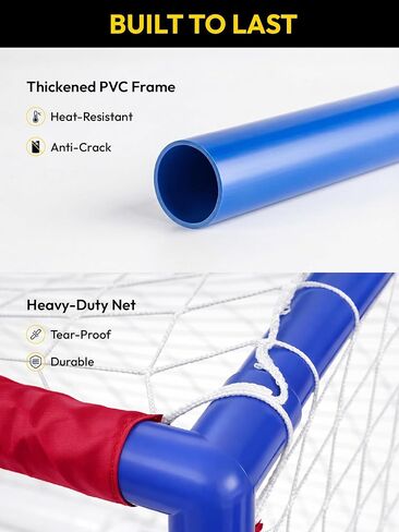 A11N Sports Floating Water Polo Goal Set – Large 4.7ft x 3.1ft Pool Net with 4 Balls – Fun Summer Backyard & Pool Game - Blue & Red in Kuwait