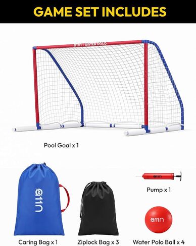 A11N Sports Floating Water Polo Goal Set – Large 4.7ft x 3.1ft Pool Net with 4 Balls – Fun Summer Backyard & Pool Game - Blue & Red in Kuwait
