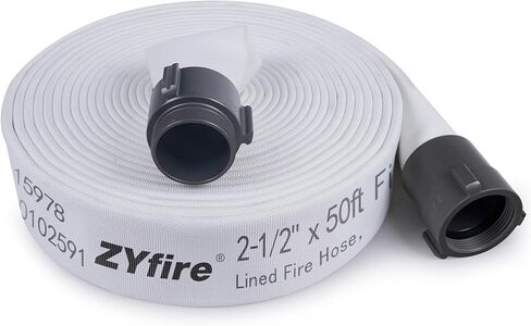 خرطوم إطفاء ZYfire - مقاس 2-1/2 بوصة معرف × 25 قدمًا خرطوم إطفاء EPDM مزدوج السترة مع وصلات ألومنيوم M x F NST/NH 1200 رطل لكل بوصة مربعة ضغط انفجاري خفيف الوزن لمكافحة الحرائق والاستخدام السكني in Kuwait