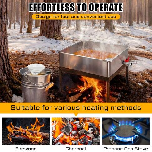 Maple Syrup Evaporator Pan 24 x 18 x 6 Inch with 10" Fryer Filter Stand 10 Pcs Fryer Oil Filter a Thermometer Stainless Steel Maple Syrup Pan for Boiling Syrup for Home Outdoor in Saudi Arabia