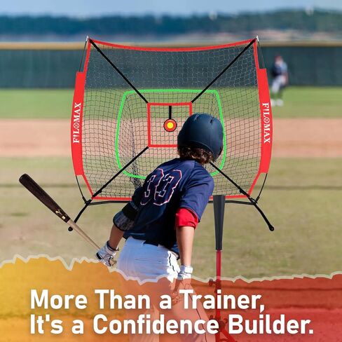 شبكة تدريب البيسبول والكرة اللينة مقاس 5 × 5 أقدام للأطفال، مع تي شيرت شبابي أحمر ومنطقة الضرب، شبكة ضرب محمولة في الفناء الخلفي للكرة اللينة والبيسبول، مثالية للأطفال بعمر 12 عامًا أو أقل in Kuwait