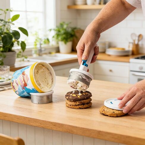 Ice Cream Cookie Sandwich Maker, Stainless Steel Dessert Making Tool, Easy Release Sandwich Scoop for Kitchen & Dessert Shop Use in Saudi Arabia