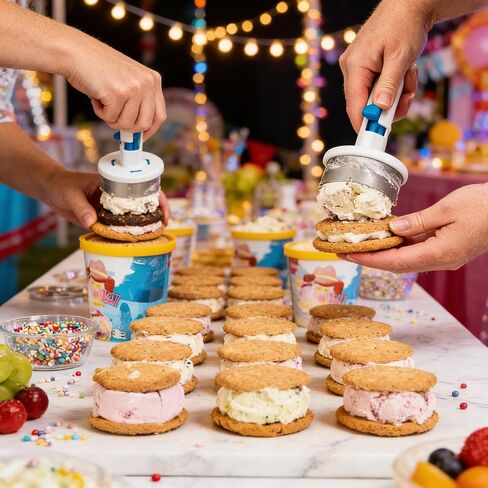 Ice Cream Cookie Sandwich Maker, Stainless Steel Dessert Making Tool, Easy Release Sandwich Scoop for Kitchen & Dessert Shop Use in Saudi Arabia