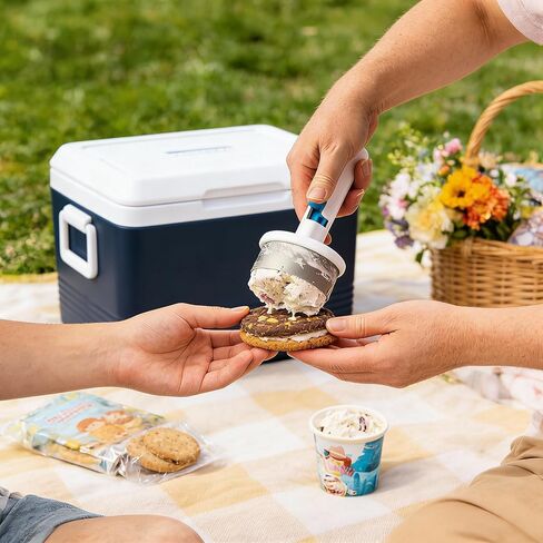 Ice Cream Cookie Sandwich Maker, Stainless Steel Dessert Making Tool, Easy Release Sandwich Scoop for Kitchen & Dessert Shop Use in Saudi Arabia
