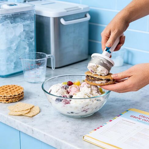 Ice Cream Cookie Sandwich Maker, Stainless Steel Dessert Making Tool, Easy Release Sandwich Scoop for Kitchen & Dessert Shop Use in Saudi Arabia