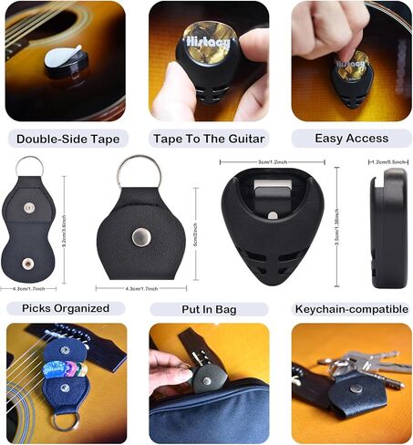 Guitar Accessories Kit: Wooden Stand, Strap, Clip-On Tuner, 3-in-1 Capo, 30 Picks for Acoustic, Electric Guitar, Bass & Ukulele, All-in-One Perfect Guitar Gift Set for Men & Beginners & Pros in Saudi Arabia