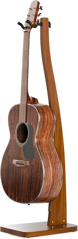 Guitar Stand, Acoustic Guitar Stand Floor, Premium Solid Wood Guitar Stand, Single Guitar Holder Stand for Acoustic Guitar, Electric Guitar, Bass Guitar, Semi Curved Hanging Guitar Stands for Studio, Living Room, American Black Walnut in Saudi Arabia