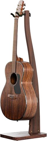 Guitar Stand, Acoustic Guitar Stand Floor, Premium Solid Wood Guitar Stand, Single Guitar Holder Stand for Acoustic Guitar, Electric Guitar, Bass Guitar, Semi Curved Hanging Guitar Stands for Studio, Living Room, American Black Walnut in Saudi Arabia