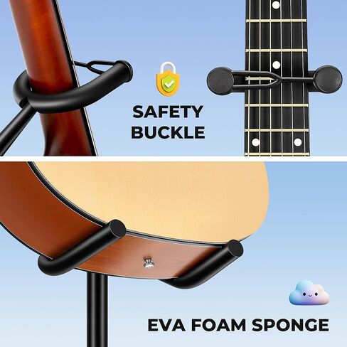 CAHAYA Guitar Stand Floor Adjustable - Folding Universal Guitar Holder Instrument Tripod Stand Fit for Acoustic Electric Classical Guitars Bass Banjo Mandolin in Saudi Arabia