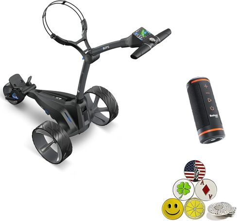 Motocaddy New M5 GPS DHC Electric Caddy Cart Bundle with Holders for Umbrella/Scorecard/Drink, Device Cradle, Bushnell Wingman, 5 Ball Markers, & 1 Magnetic Hat Clip in Kuwait