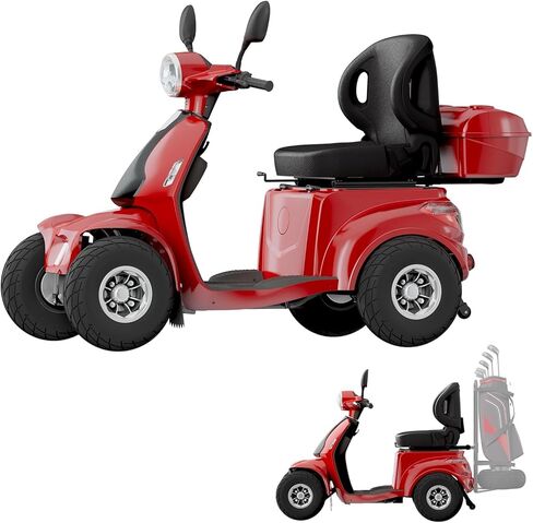 2-in-1 Heavy Duty Electric Golf Cart & Adults Mobility Scooters - 1000W Motor, 4 Fat Tires, Multi-Mode Rear Trunk, 3 Speed Control, Long Range Battery, Remote Keys in Saudi Arabia