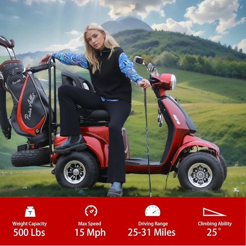 2-in-1 Heavy Duty Electric Golf Cart & Adults Mobility Scooters - 1000W Motor, 4 Fat Tires, Multi-Mode Rear Trunk, 3 Speed Control, Long Range Battery, Remote Keys in Saudi Arabia