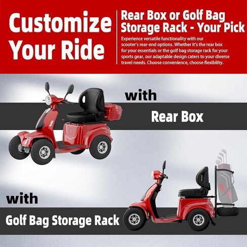 2-in-1 Heavy Duty Electric Golf Cart & Adults Mobility Scooters - 1000W Motor, 4 Fat Tires, Multi-Mode Rear Trunk, 3 Speed Control, Long Range Battery, Remote Keys in Saudi Arabia